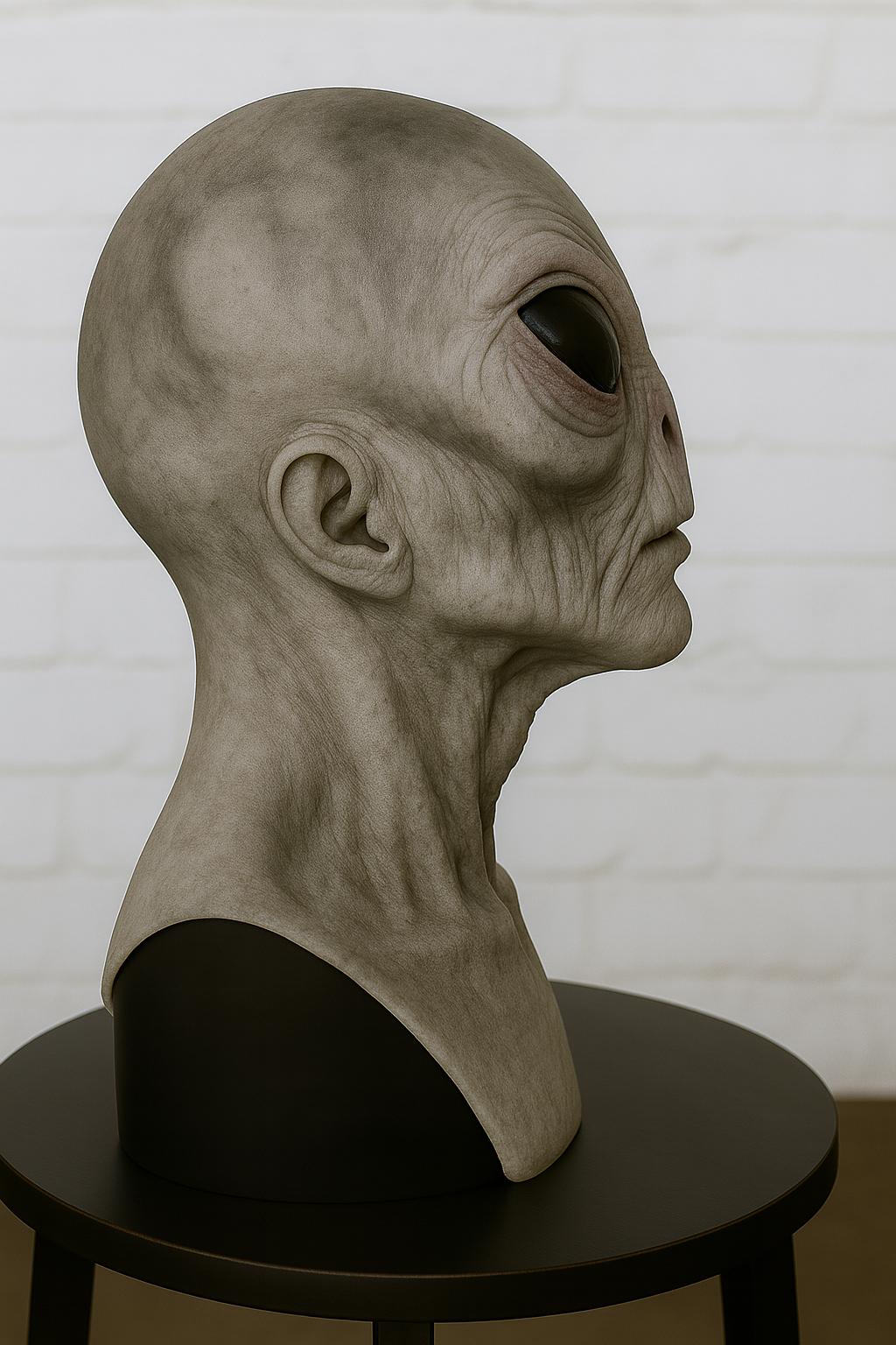 Grey Alien Mask – Realistic Latex Extraterrestrial Head for Halloween ...