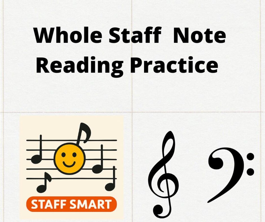 Whole Staff Note Reading Worksheet - Treble Clef and Bass Clef - Etsy
