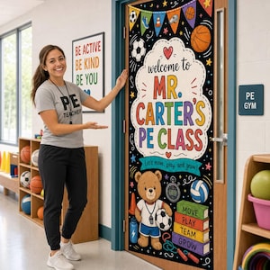 Classroom Door Tapestry Fabric School Subject Bear Banner Educational Decor