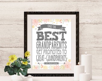 Faire-part de grossesse personnalisé - seuls les meilleurs grands-parents sont promus arrière-grands-parents - fichier JPEG numérique - 4 x 6, 5 x 7 ou 8 x 10