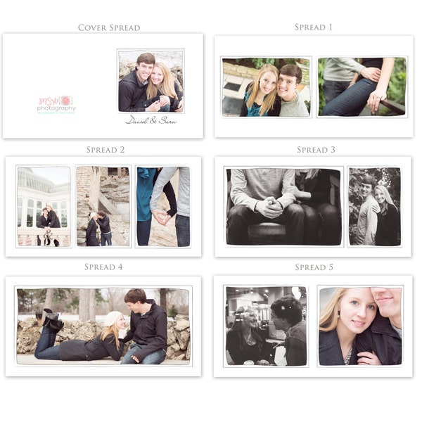 DIGITAL 6x6 Mini Album Template "Black Tie Event" - 10 Pages - 5 Spreads WHCC, engagement, wedding