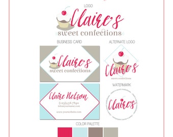 SALE Premade Business Logo Branding Design - Cupcake - Bakery - Sweets - Boutique - Customizable - Predesigned - Option to retire design