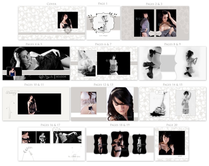 INSTANT DOWNLOAD 8x8 Layflat Book Template boudoir Bliss 20 Pages 10