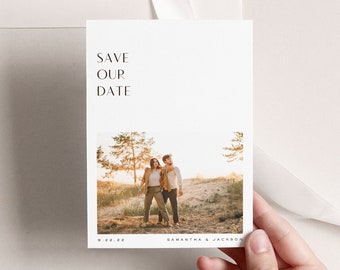 Simple Save the Date Template, Minimalist Save the Date Template Card, Burnt Orange Modern Save the Date Template, Date Photo Bur 3368522