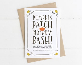 Pumpkin Patch Birthday Invitation, Pumpkin Patch Birthday Invite, Pumpkin Patch Birthday Invitation Printable, Invitation Boy, Girl