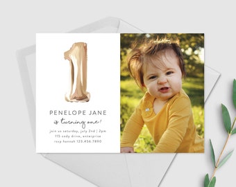 1st Birthday Invitation with Photo, Birthday Invitation with Photo, First Birthday Invitation with Photo, First Birthday Invites 2724172