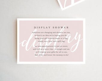 Pink Display Shower Insert Display Shower Card Display Shower Gift Tag Girl Baby Shower Display Shower Card Pink Display Shower Insert