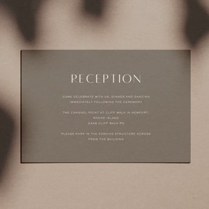 Reception Card Wedding, Reception Card Template, Reception Cards, Minimalist Reception Invitation, Burnt Orange Wedding Template Bur 3367951