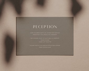 Reception Card Wedding, Reception Card Template, Reception Cards, Minimalist Reception Invitation, Burnt Orange Wedding Template Bur 3367951