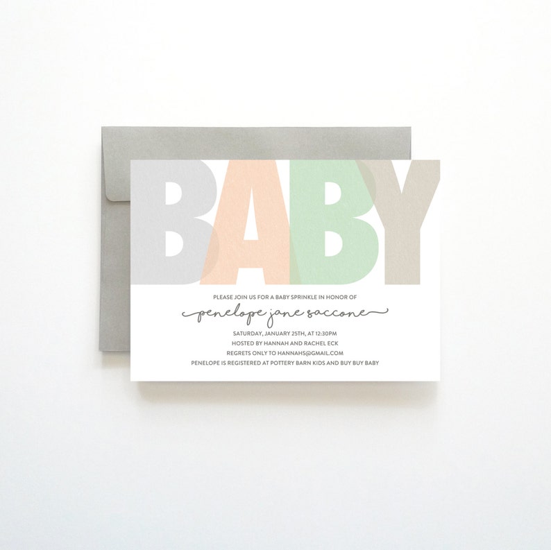 Printable BABY Sprinkle Invitation, Gender Neutral Baby Sprinkle Invite PDF, Unique Printable Baby Sprinkle Invitation, Baby Sprinkle PDFs image 1