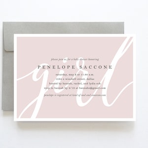 Baby Sprinkle Invitation Girl, Printable Baby Sprinkle Invitations, Simple Typography Baby Sprinkle Invite, Girl Baby Sprinkle Invitation