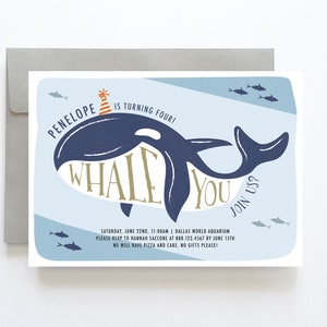 Nautical Birthday Invitation, Whale Birthday Invitation, Aquarium Birthday Invitation, Ocean Birthday Invitation, Pool Party Birthday image 1