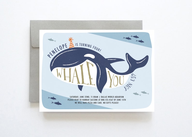 Nautical Birthday Invitation, Whale Birthday Invitation, Aquarium Birthday Invitation, Ocean Birthday Invitation, Pool Party Birthday image 1