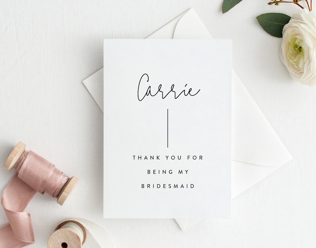 Bridesmaid Gifts, Printable Bridesmaid Thank You Cards, Maid of Honor ...