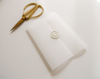 Vellum Jacket For 5x7 Wedding Invitations, Vellum Wrap, Vellum Wedding Invitation Jacket Wrap Covers, Unscored Vellum Invitation Covers