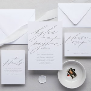 Minimalist Wedding Invitation Set Suite, Premium Printed Classic Modern Elegant Subtle Inexpensive Wedding Invitations Invitation with RSVP