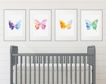 Girl Room Girl's Room Decor Girl Nursery Decor Watercolor Art Girl Nursery Girl Nursery Decor Butterfly Nursery Butterfly Room Decor