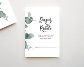 Diaper Raffle Ticket, Greenery Baby Shower, Eucalyptus Baby Shower, Diaper Raffle Ticket Printable, Diaper Raffle Cards, Diaper Raffle