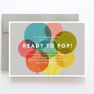 Ready to Pop Baby Shower Invitation, Unique Baby Shower Invitations, Printable Baby Shower Invitation, Balloon Baby Shower Invitation