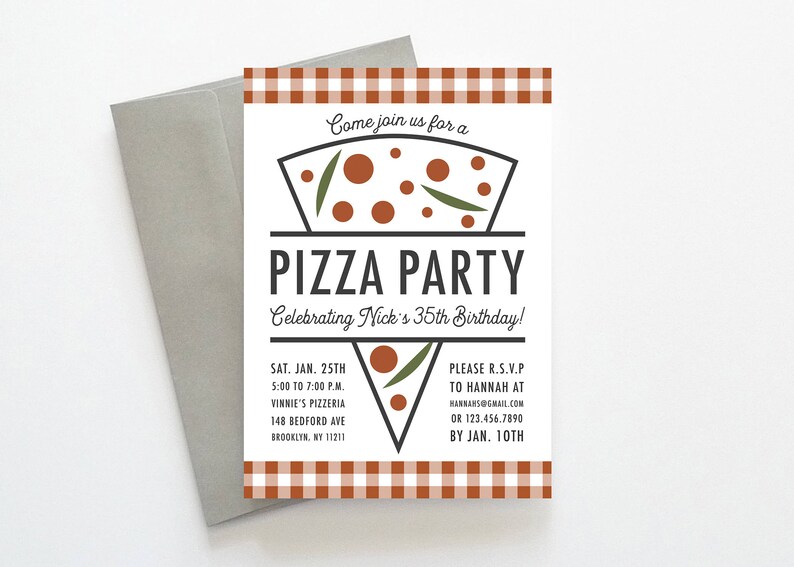 Pizza Party Invitation Pizza Party Invite Pizza Invitation Etsy