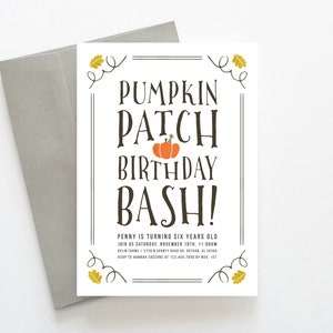 Pumpkin Patch Birthday Invitation, Pumpkin Patch Birthday Invite ...