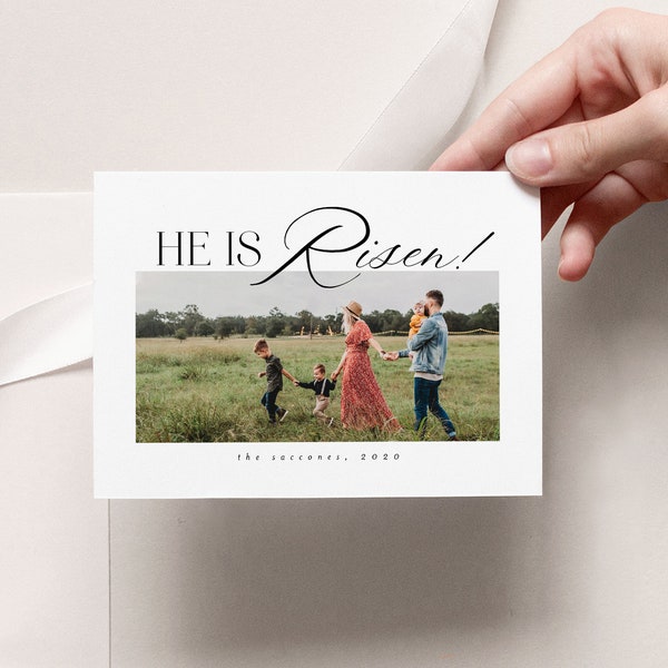 Photo Card Template, Easter Photo Card, Easter Card Template, Easter Card with Photo, Photo Easter Card, 7x5 Photo Card, He is Risen 3305415