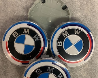 BMW 50th Anniversary White Blue Alloy 68mm Wheel Center Cap Hub Caps