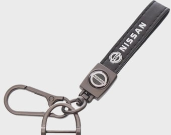 Nissan Leather Medallion Keychain – Black | Car Accessory Gift