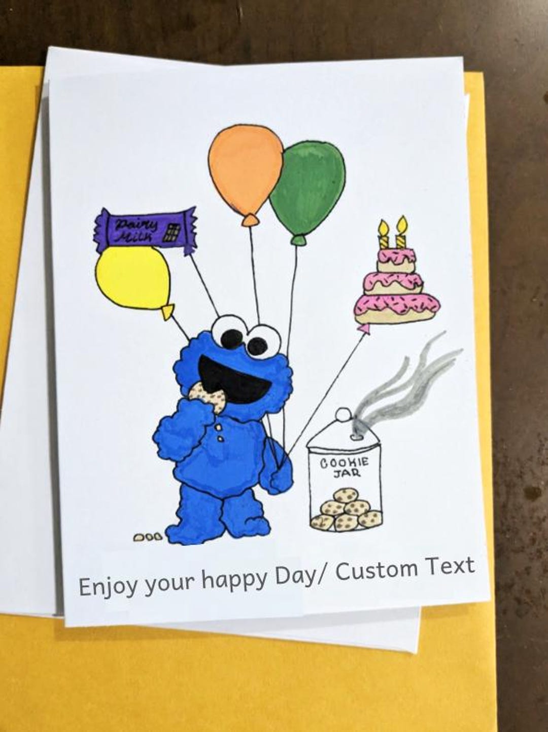 Handmade Cookie Monster Birthday Card: Customizable Greeting - Etsy