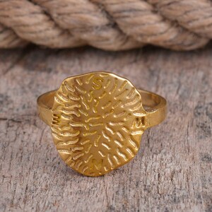 Handmade Brass Leaf Ring: Adjustable Boho Plant Jewelry