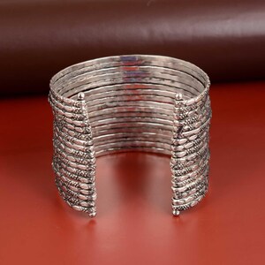 Tribal Silber Manschette Armband - Breiter Boho Statement Schmuck