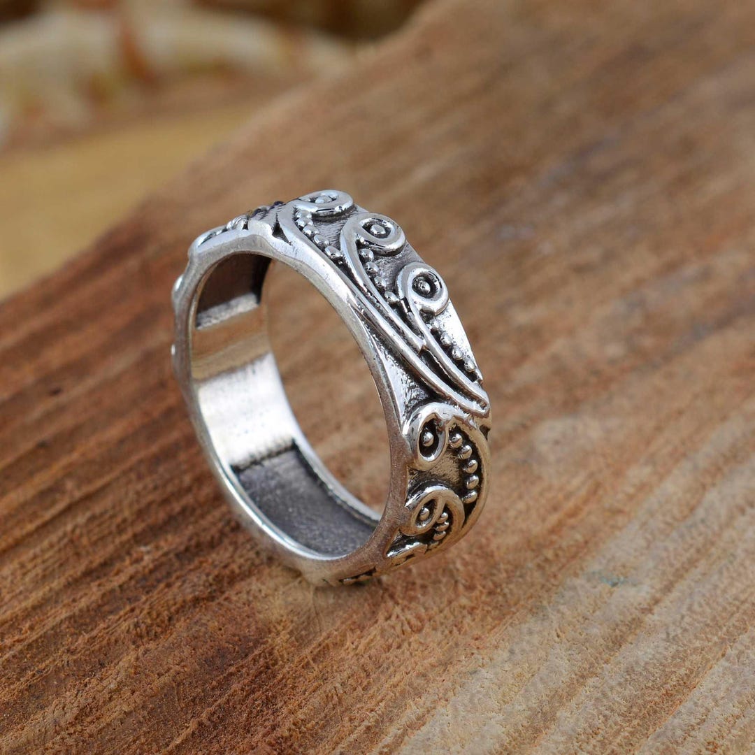 Scroll Work Rings Vintage Sterling Silver Scrollwork Ring, Ornate Boho Band - Etsy