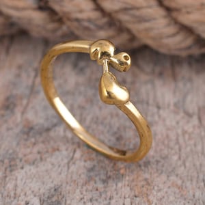 Adjustable Brass Ring: Minimalist Gold Tone Boho Jewelry