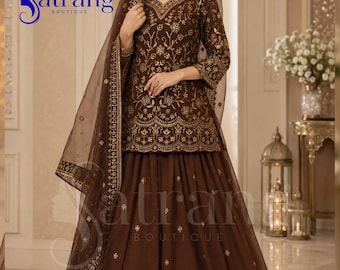 Brown Lehenga Choli for Women, Wedding Lehenga Set, Bridesmaid Outfit, Indian Bridal Lehenga, Festival Wear, Navratri Lehenga Choli