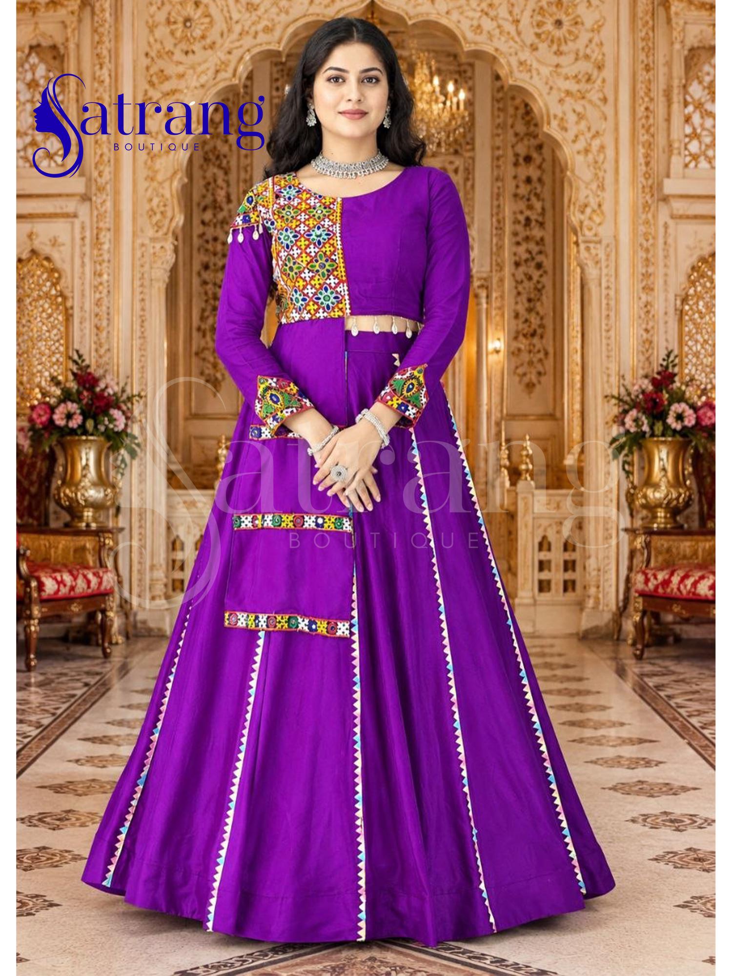 knee length dresses for ladies Cotton Navratri Lehenga Choli for Women with Gota Patti Work Online