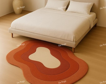Hand Tufted Wool Area Rug: Irregular Round Brown Carpet