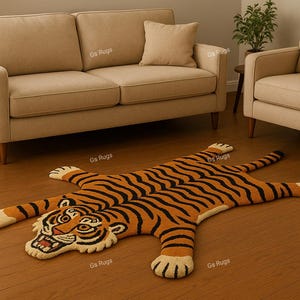 Hand-Tufted Wool Bengal Tiger Rug: Animal Print, Kids Room Decor