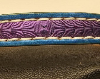 Handmade leather dog collar, blue cat collar, premium cat collar, purple dog collar, blue purple pet collar