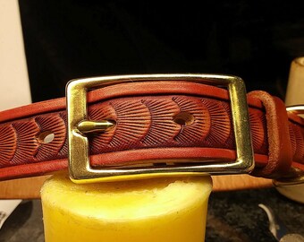 Handmade leather dog collar, large leather pet collar, custom leather collar