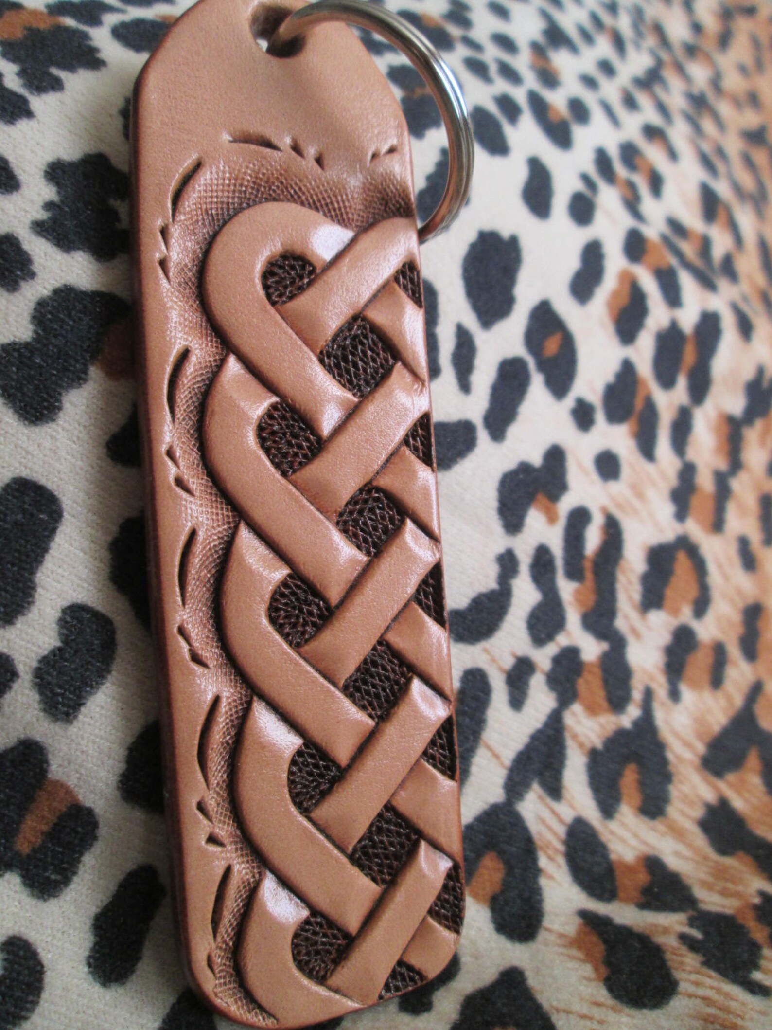 Handmade Leather Keychains Celtic Keychain Endless Knot Etsy