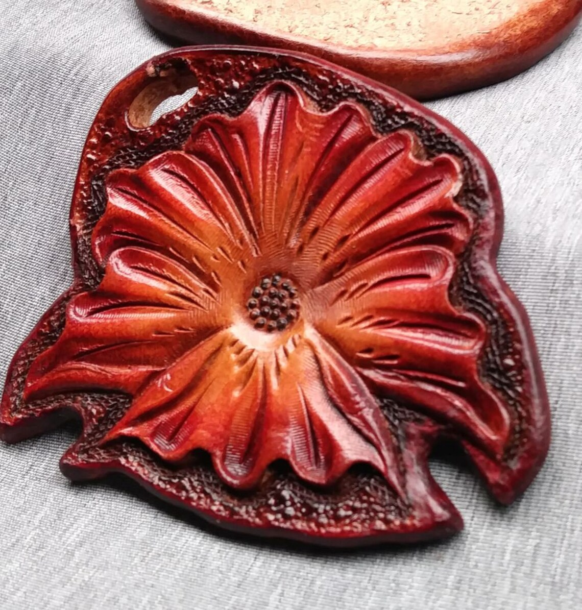 Handmade Leather Flower Charm Flower Zipper Pull Floral Etsy