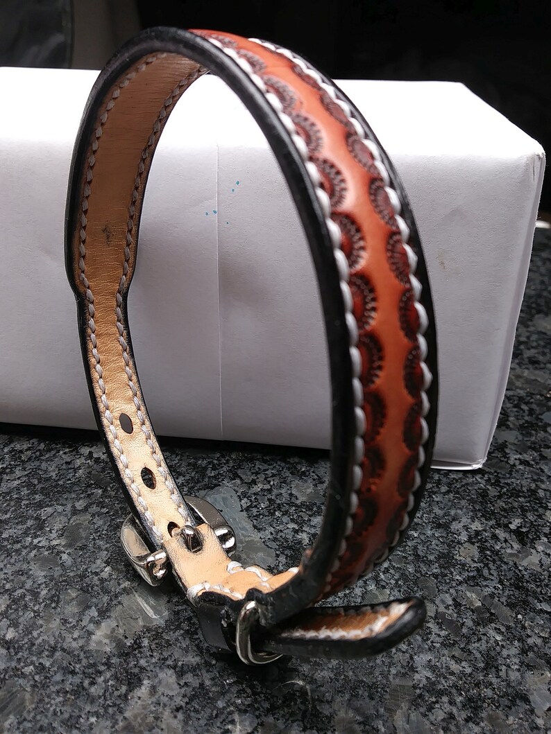 Handmade leather dog collar, small dog collar, Premium leather dog collar, custom leather dog collar image 2
