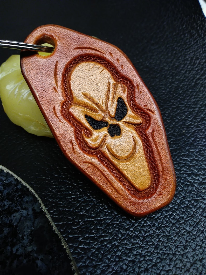 Skull Keychain Handmade Keychain Leather Skull Keyring Etsy Australia