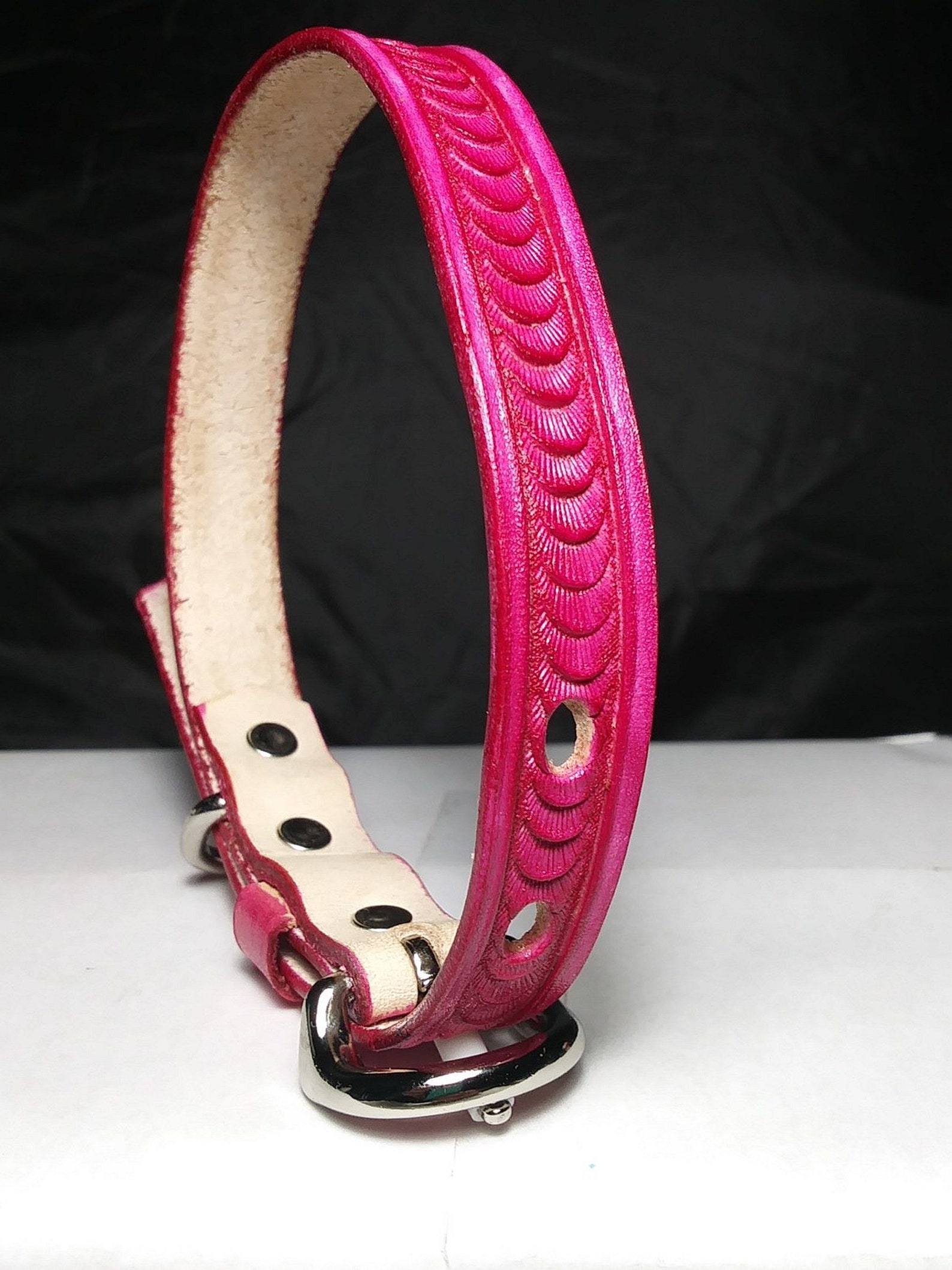Handmade leather cat collar pink collar extra small collar Etsy