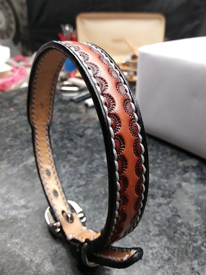 Handmade leather dog collar, small dog collar, Premium leather dog collar, custom leather dog collar image 9