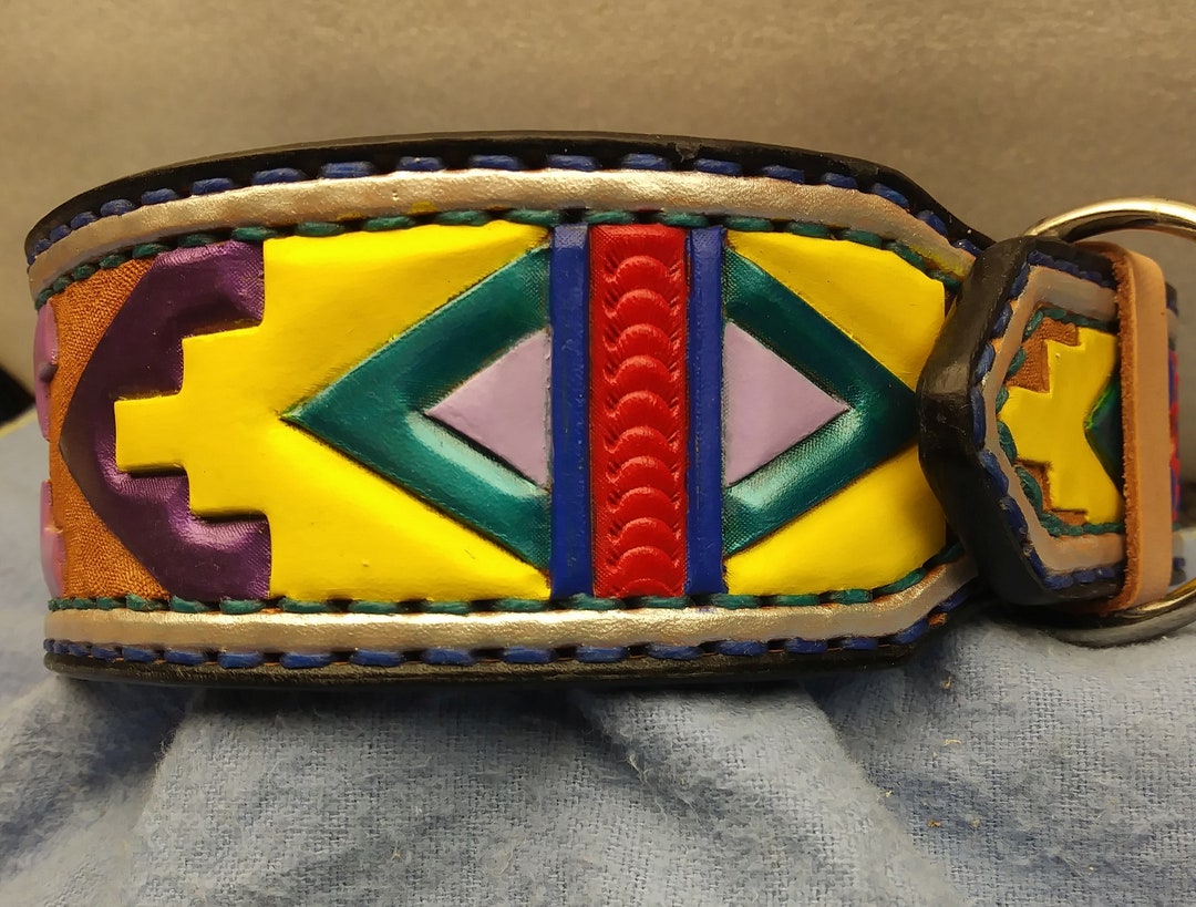 Leather Dog Collar, Southwestern Dog Collar, Handmade Dog Collar, Pet