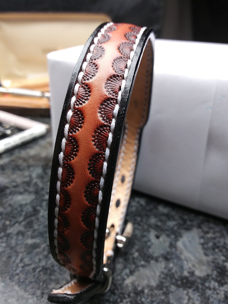 Handmade leather dog collar, small dog collar, Premium leather dog collar, custom leather dog collar image 3