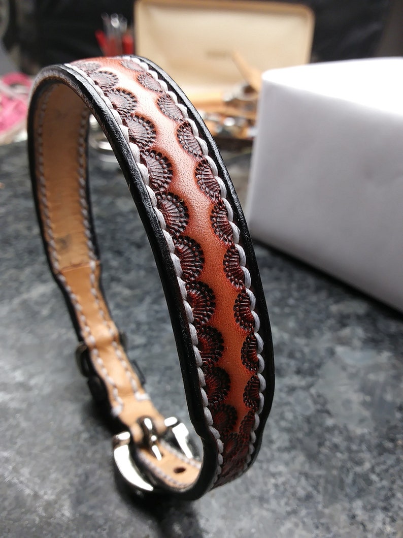 Handmade leather dog collar, small dog collar, Premium leather dog collar, custom leather dog collar image 8