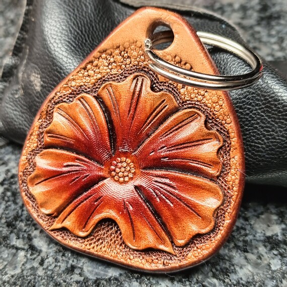 Leather flower keychain sale