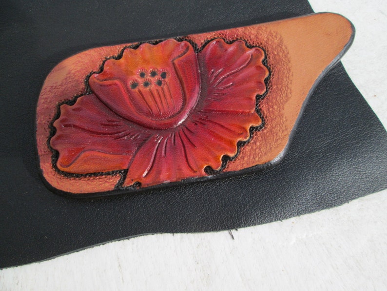 Orange Flower Keychain Leather Key Ring Orange Floral Key Etsy